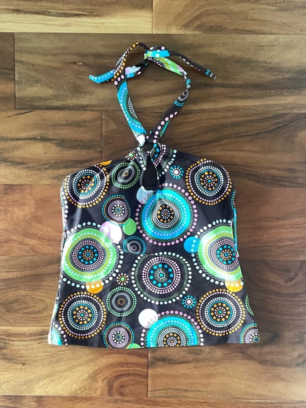 Y2K Bright Circular Print Halter Top